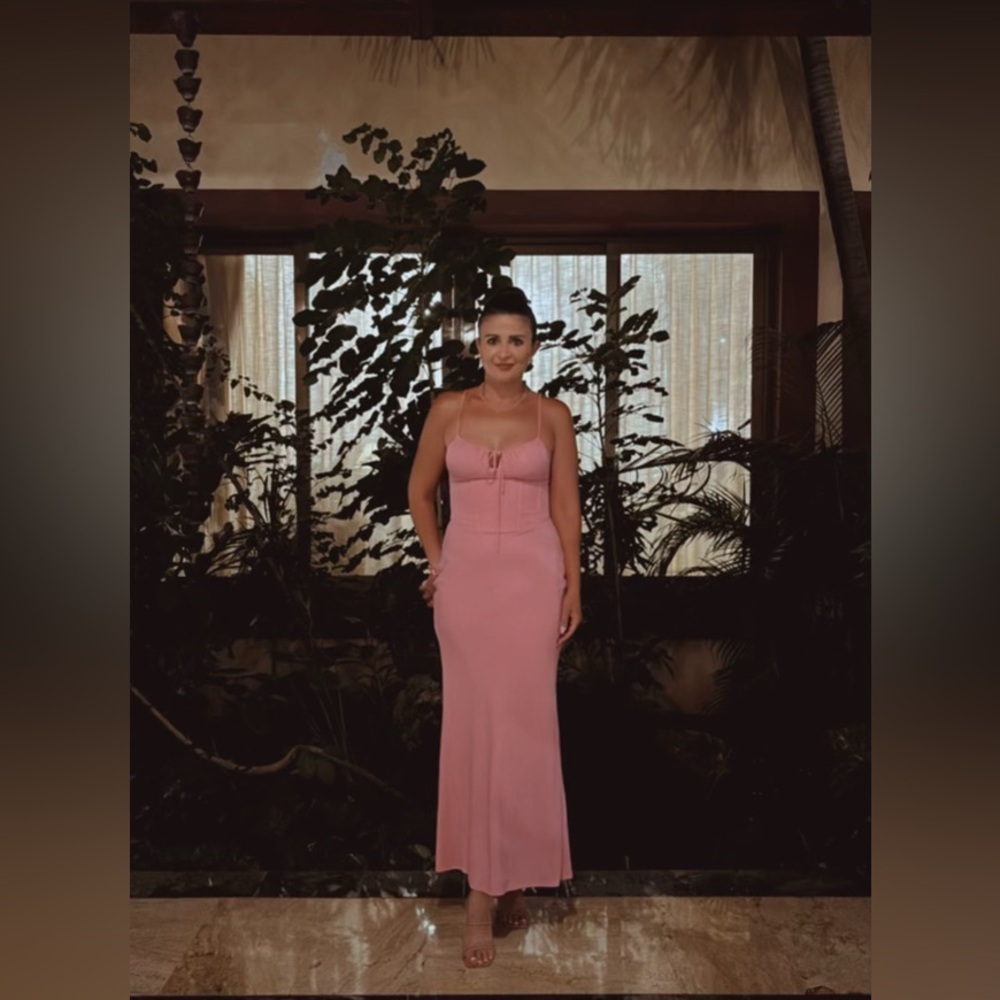 Dynamite pink corset linen blend dress xs